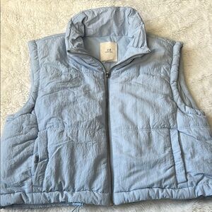 Thread & Supply Blue Puffer Vest with High Collar